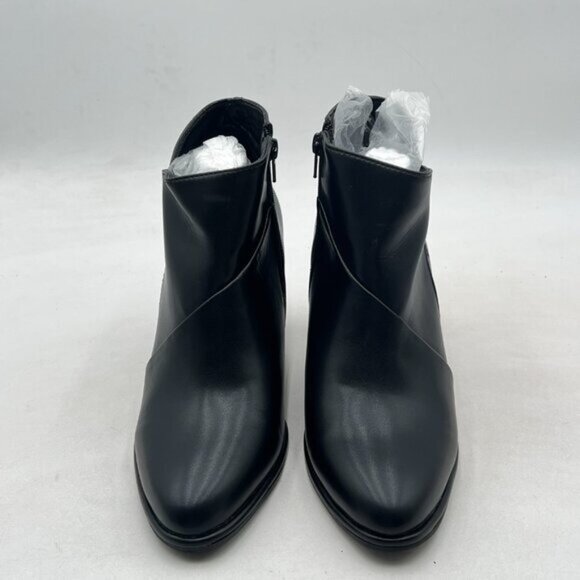 Black Women Chic Chunky Heel Ankle Boots Pointed Toe Side Zipper Prom Party Shoe - Picture 2 of 7